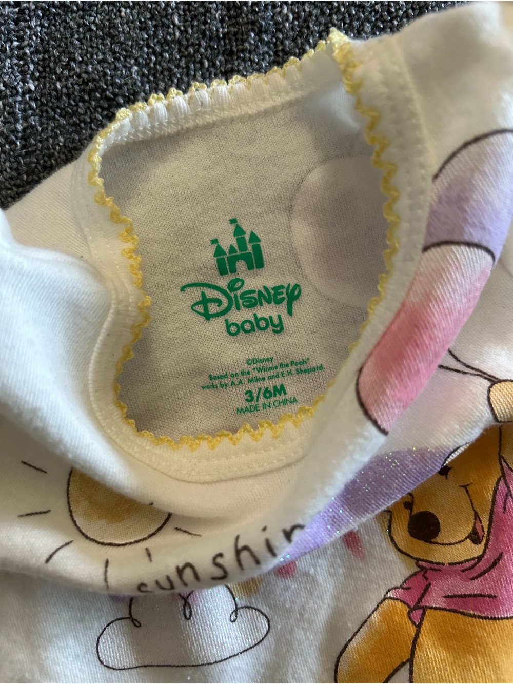 Disney White & Yellow Winnie the Pooh Baby One-Piece - Picture 2 of 3